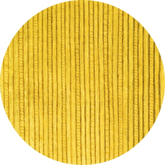 Ahgly Company Machine Washable Indoor Round Solid Yellow Modern Area Rugs, 5' Round