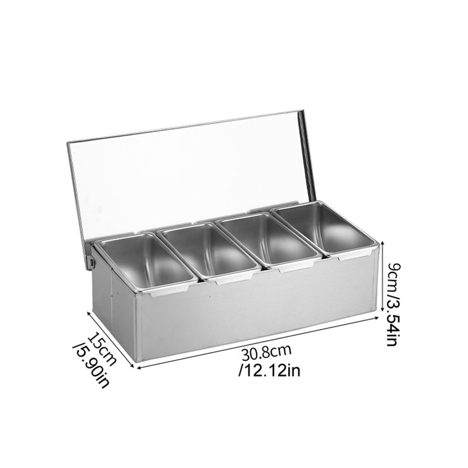Clearance! 3/4/5/6 Compartment Trays Stainless Steel Detachable Topping Station Plastic Pizza Ingredients Condiment Dispenser Reusable Condiment Seasoning Container for Home or Restaurant