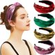 thumbnail image 1 of BETITETO Diademas Anudadas con Purpurina, Paquete de 4 Diademas Anchas Metálicas Brillantes Vintage para Mujeres y Niñas (Dorado + Verde + Rosa + Rojo), 1 of 5