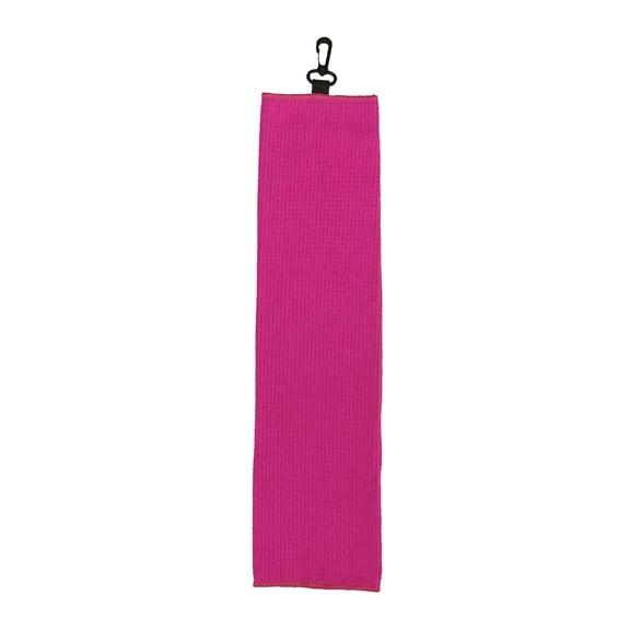 16" x 22" Tri-Fold Looped Polyester Waffle Golf Towel with Swivel Clip for Golf Bag - Hot Pink