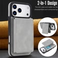thumbnail image 3 of Leather For iPhone 17 Pro Max Case With  2-in-1 Pop-up Card Holder, Wallet Case For Women Men With RFID Blocking, Durable Leather Kickstand Magnetic Clasp Shockproof Phone Case,Grey, 3 of 8