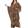 thumbnail image 1 of Vestido kaftán Yanziliu talla grande con cuello en V y manga murciélago, 1 of 6