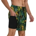 thumbnail image 2 of Kdxio Jungle Leopard Yellow Print Men's Swim Trunks with Compression Liner 7 Inch Inseam Quick Dry Swim Shorts, 2 of 7
