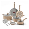 thumbnail image 1 of T-fal Juego de sartenes y ollas de cocina antiadherentes Ceramic Refresh, de cerámica de 12 piezas, apto para horno 350F, C487SC64, 1 of 5