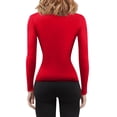 thumbnail image 3 of Womens Crew Neck s Long Sleeve Shirts Compression Tops High Stretch Buttery Soft Pairs With Jeans Or Skirts Travel Ready Staple Versatile Layering Staple, 3 of 4