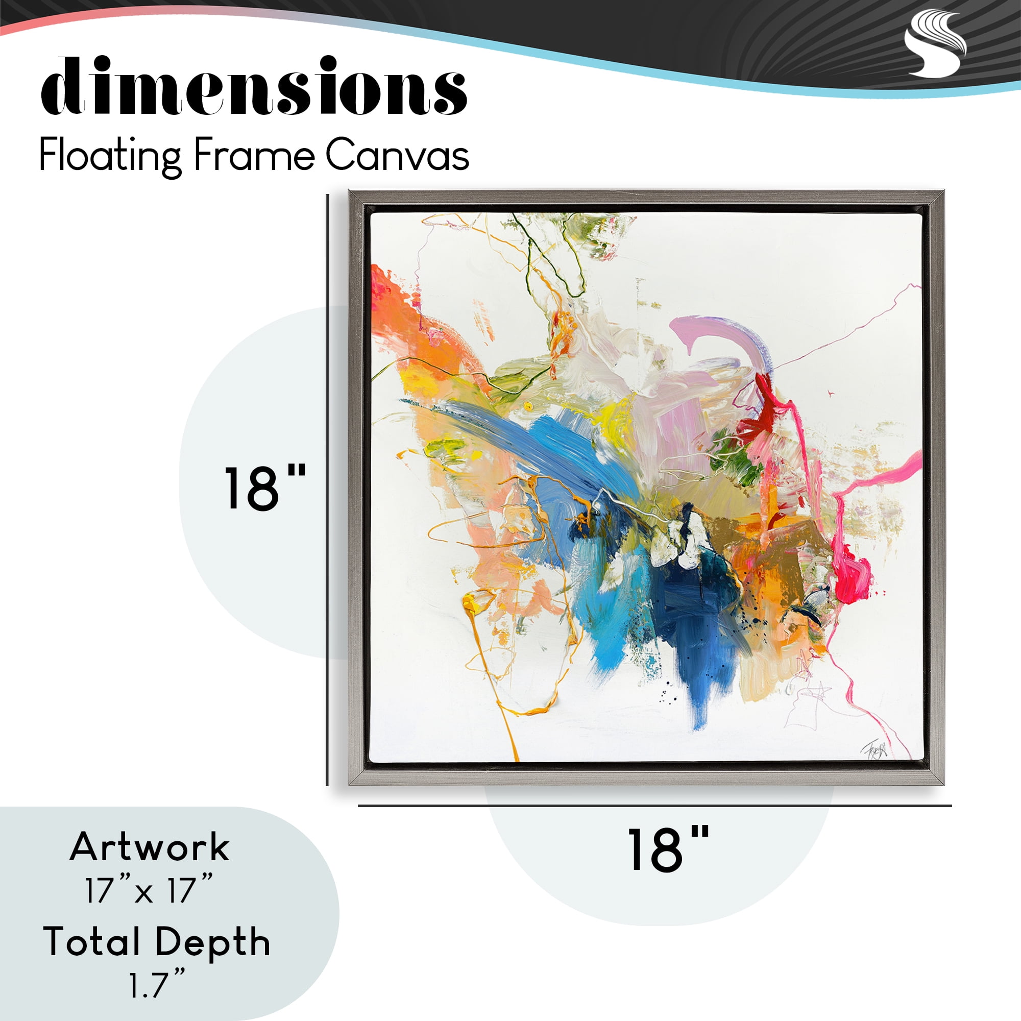 Confident Pink Abstraction Gray Framed Floater Canvas Wall Art, design by Design Fabrikken
