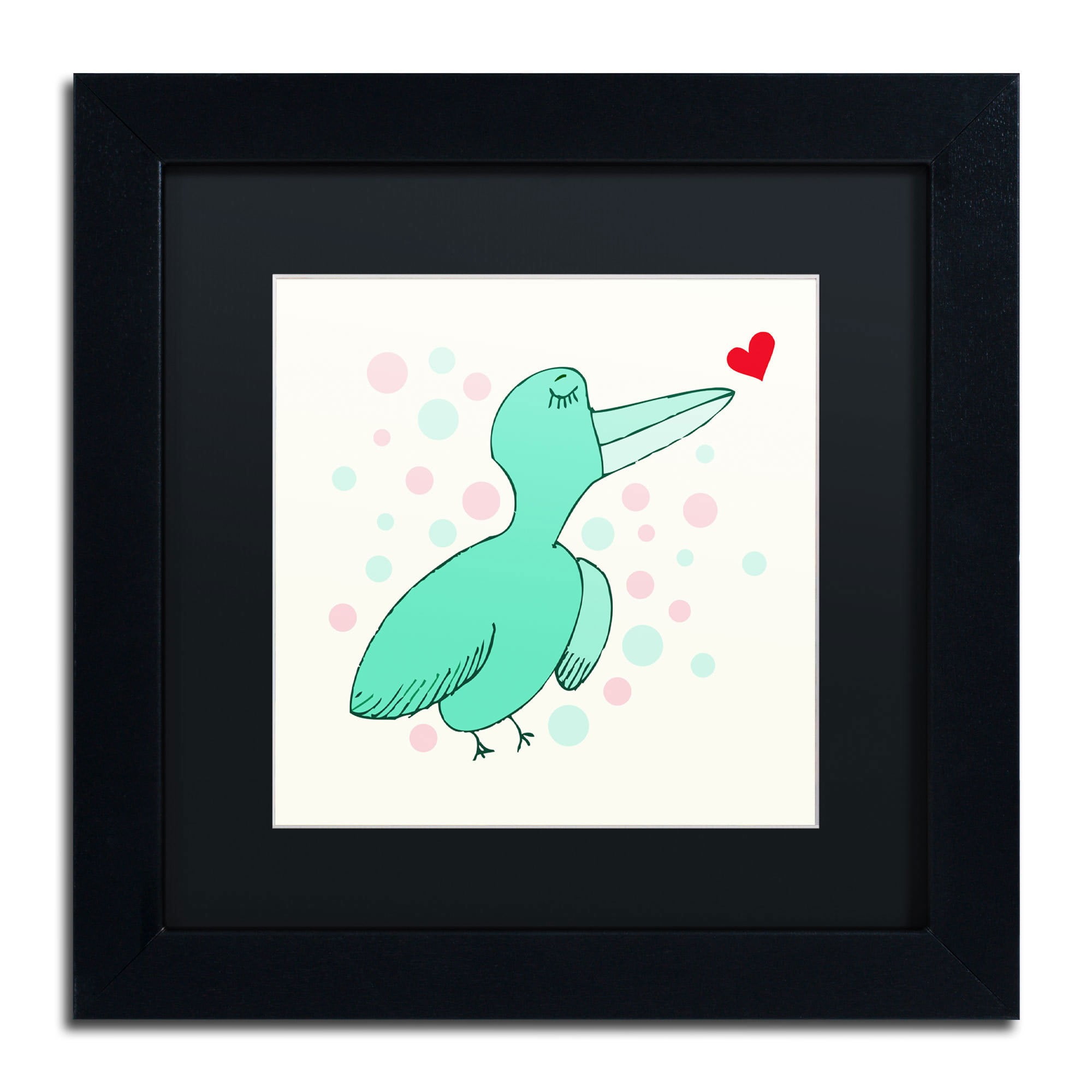 Trademark Fine Art "Dreamy Love Bird" Canvas Art by Carla Martell, Black Matte, Black Frame