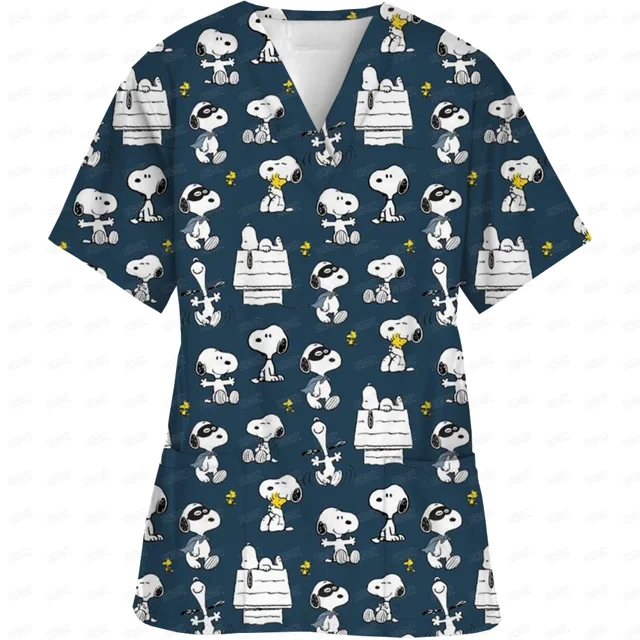Uniformes quirúrgicos con estampado de cómics de dibujos animados americanos, uniforme de enfermería, tops médicos de enfermera, camisetas gráficas