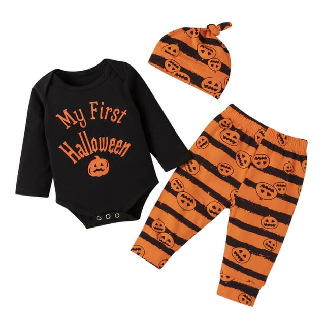 Baby Halloween Costume My First Halloween Long Sleeve Jumpsuit + Pants + Hat (90CM)