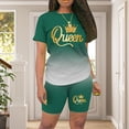 thumbnail image 3 of 2 Piece Gradient printingOutfits for Women Short Sleeve Crew Neck T Shirt and shorts Tracksuits, 3 of 4