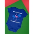 thumbnail image 5 of Old Glory Flamingo Winter Ugly Christmas Sweater Soft Short Sleeve Baby One Piece, 5 of 6