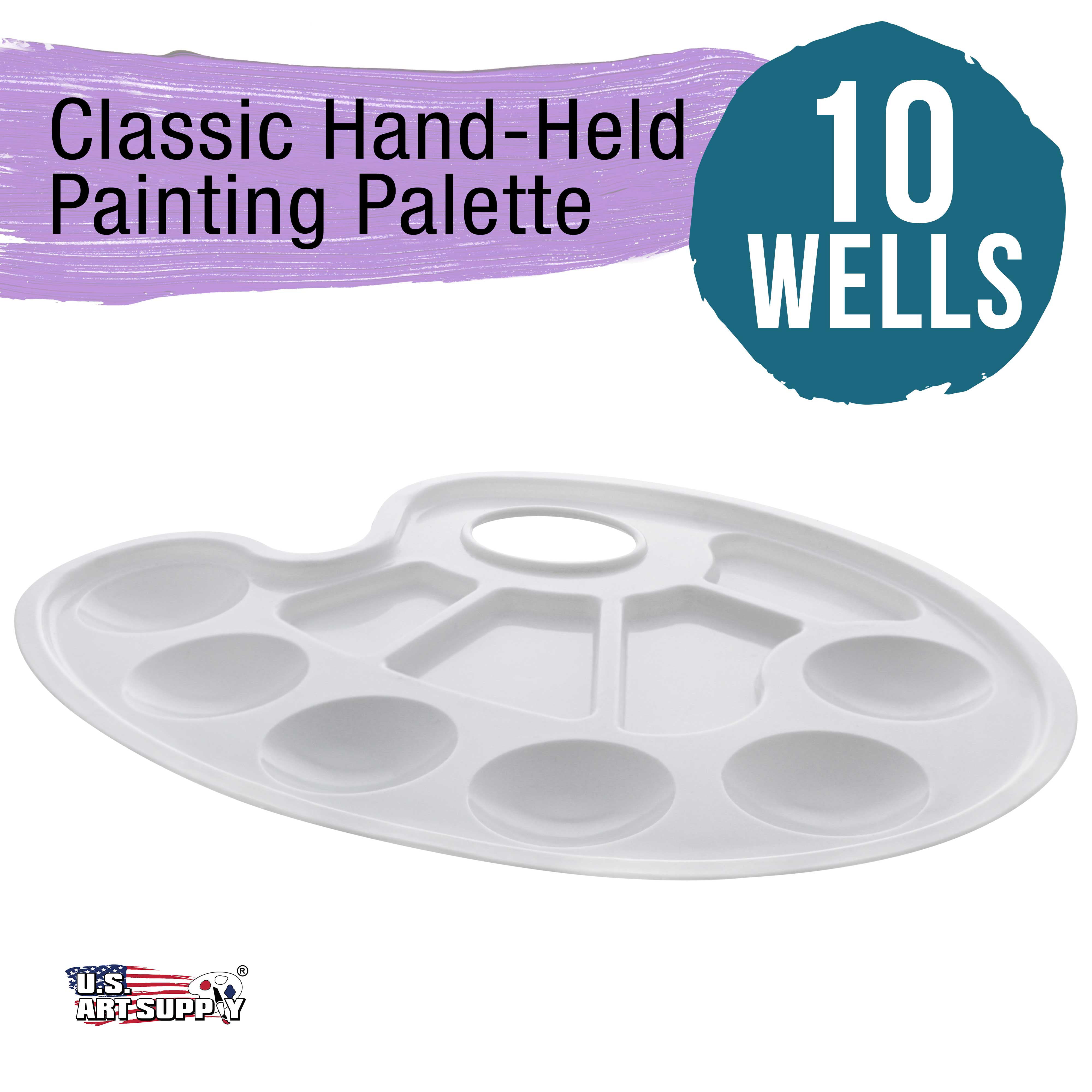10-Well Paint Palette with Clear Lid by Craft Smart - Plastic Paint Tray  for Art & Crafts, School, Parties - Bulk 12 Pack 