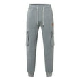thumbnail image 4 of CONZONE Mens Workout Pants Wide Leg Elastic Waist Drawstring Cargo Joggers For Men Relaxed Fit Cozy Fall Winter Sports Trousers With Pockets, 4 of 9