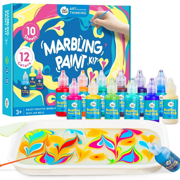 Jar Melo 12 Colors Marbling Paint Kit, Water Art Paint Set, NonToxic, Painting on Water