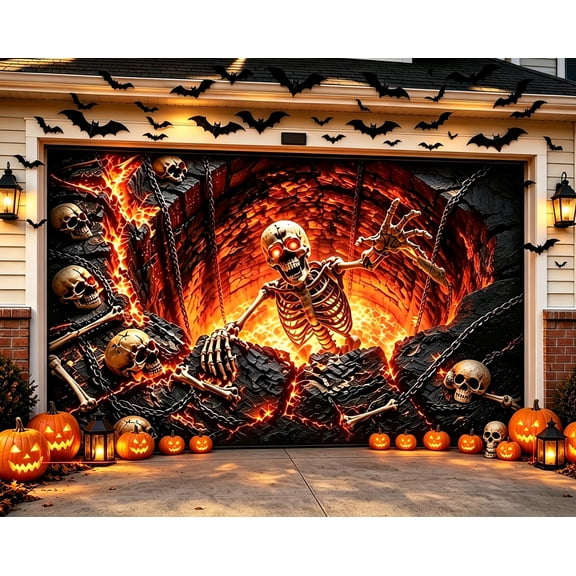 Clearance! 94"X70" Halloween Crawling Zombie Garage Door Cover, Large Halloween Outdoor Decorations, Halloween Garage Door Backdrop Decor for Party Outdoor
