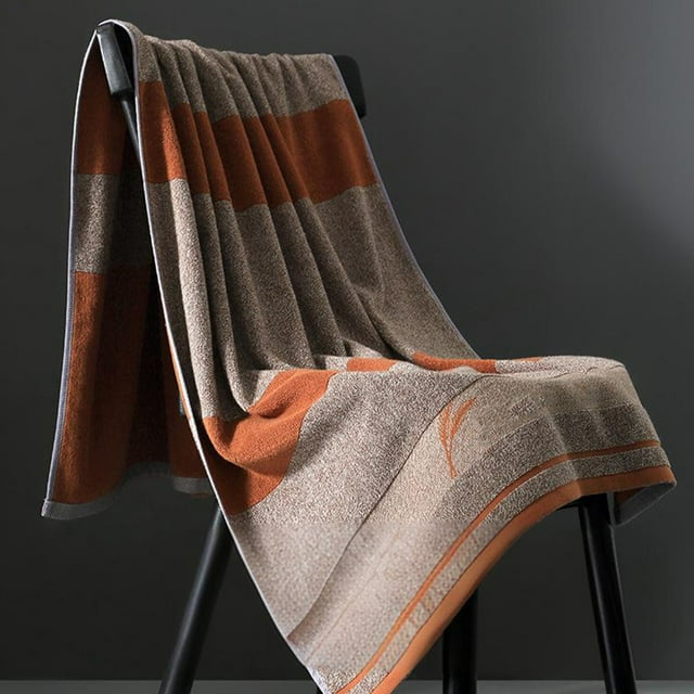 Toalla de baño de algodón | Toalla de spa gruesa y suave y absorbente para baño, cara, piscina, playa, salón - Bordes duraderos de doble costura - 70x140cm (27.5x55in) | 1 pieza | Azul Gris Naranja