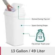 Sterilite Kitchen Trash Can, 13 Gallon Plastic Garbage Bin with Swing Top Lid, White