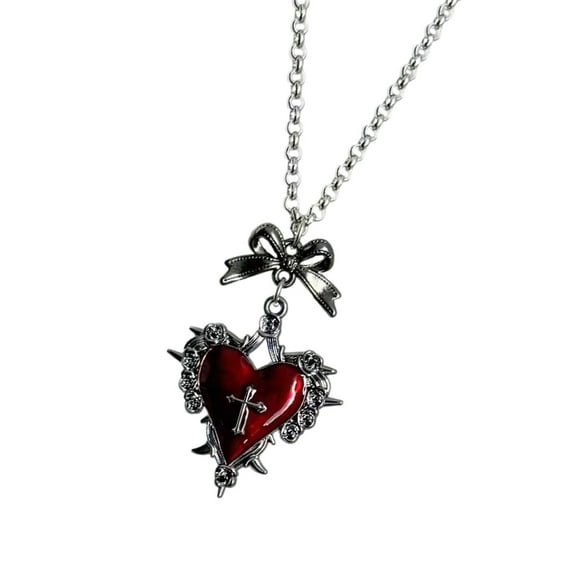 JZROCKER Multipurpose Love Heart Bowknot Gothic Necklace with Crosses Pendant Adjustable Length Designs Jewelry Accessory