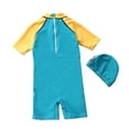 thumbnail image 3 of Gerichy Boys Swim Set, 2T 3T 4T 5T Swimsuit Boys Toddler Baby Boys 3 Piece Swimsuit Set Short Sleeve Bathing Suit Baby Rash Guard Swimwear With Sun Hat, 3 of 4