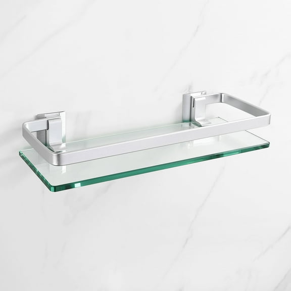 KES Glass Bathroom Shelf Organizer Modern 1-Tier 13.8 inch Silver Wall Shelf, 1 Shelf