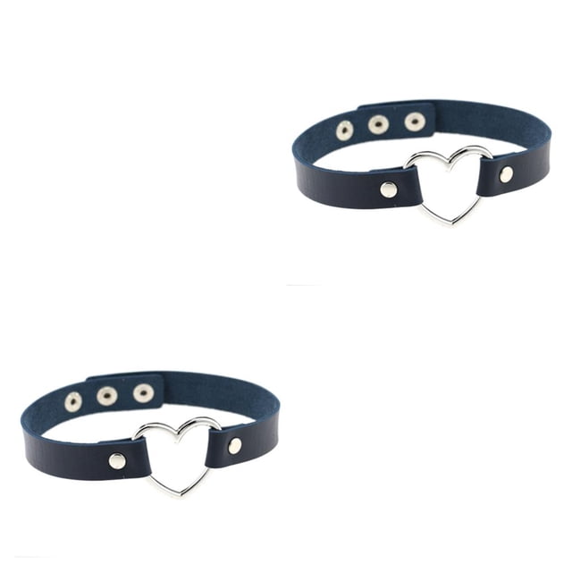 Qarigey Collar colorido Gargantillas de cuero de clavícula de estilo japonés multicolor Fiesta Prop Gargantilla de corazón brillante Azul profundo Azul profundo 2piezas Qarigey CBP037985