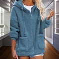 thumbnail image 2 of Baberdicy Cardigan Sweaters for Women Lightweight Women's Full Zip Hoodie Womens Winter Coats with Pocket Plus Size Coat Fall Winter Warm Coat Coat Plus Size Tops Blue, 2 of 9
