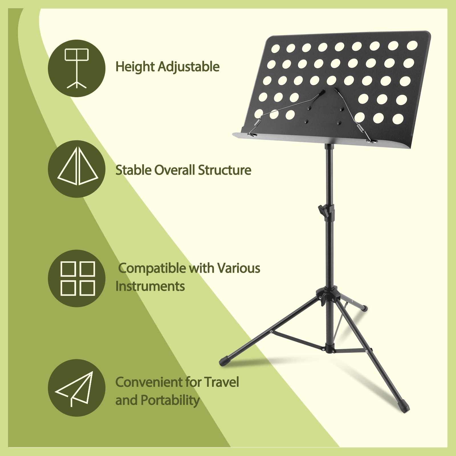 EASTROCK Music Stand Orchestral Sheet Stand with Metal deepened tray Band Stand for Guitar Violin Players,Dark Grey