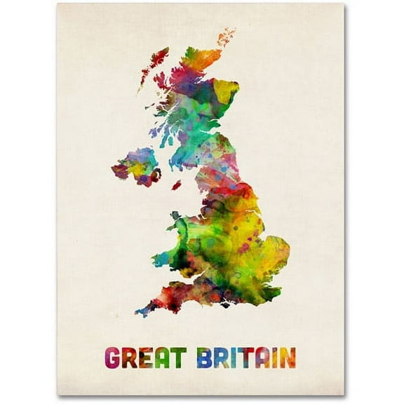 Trademark Fine Art "UK Watercolor Map" Canvas Art by Michael Tompsett