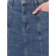 thumbnail image 5 of INSPIRE CHIC Women's Denim Midi Skirt Back to School High Waist Fishtail Hem Flared Jean Skirt Gray Blue S, 5 of 6