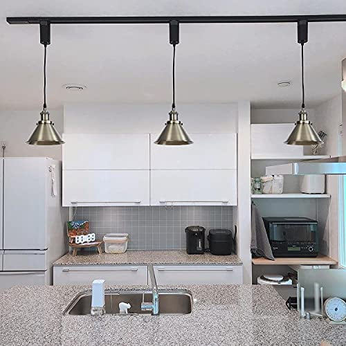 KAYYELAMP 1x Plug in Cable Track Rail, 2X Adjustable Cord Bronze Track Lighting Fixtures E26 Base H-Type Vintage Design for Kitchen Loft(No Bulb)