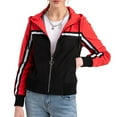 thumbnail image 6 of IROINNID Women's Hooded Casual Jacket Solid Color Long Sleeve Leisure Jacket Waterproof Coat Drawstring Outerwear Patchwork Jackets, Red, 6 of 9