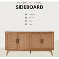 thumbnail image 2 of 4-door Wooden Storage Sideboard with Metal Handle Adjustable Feet Cabinet for Living Room Walnut, 2 of 7