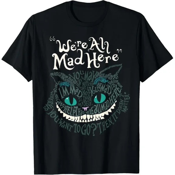 Hot Trending Tee With Cheshire Alice Cat We Re All Mad Here Wonderland Gift Unisex T-Shirt