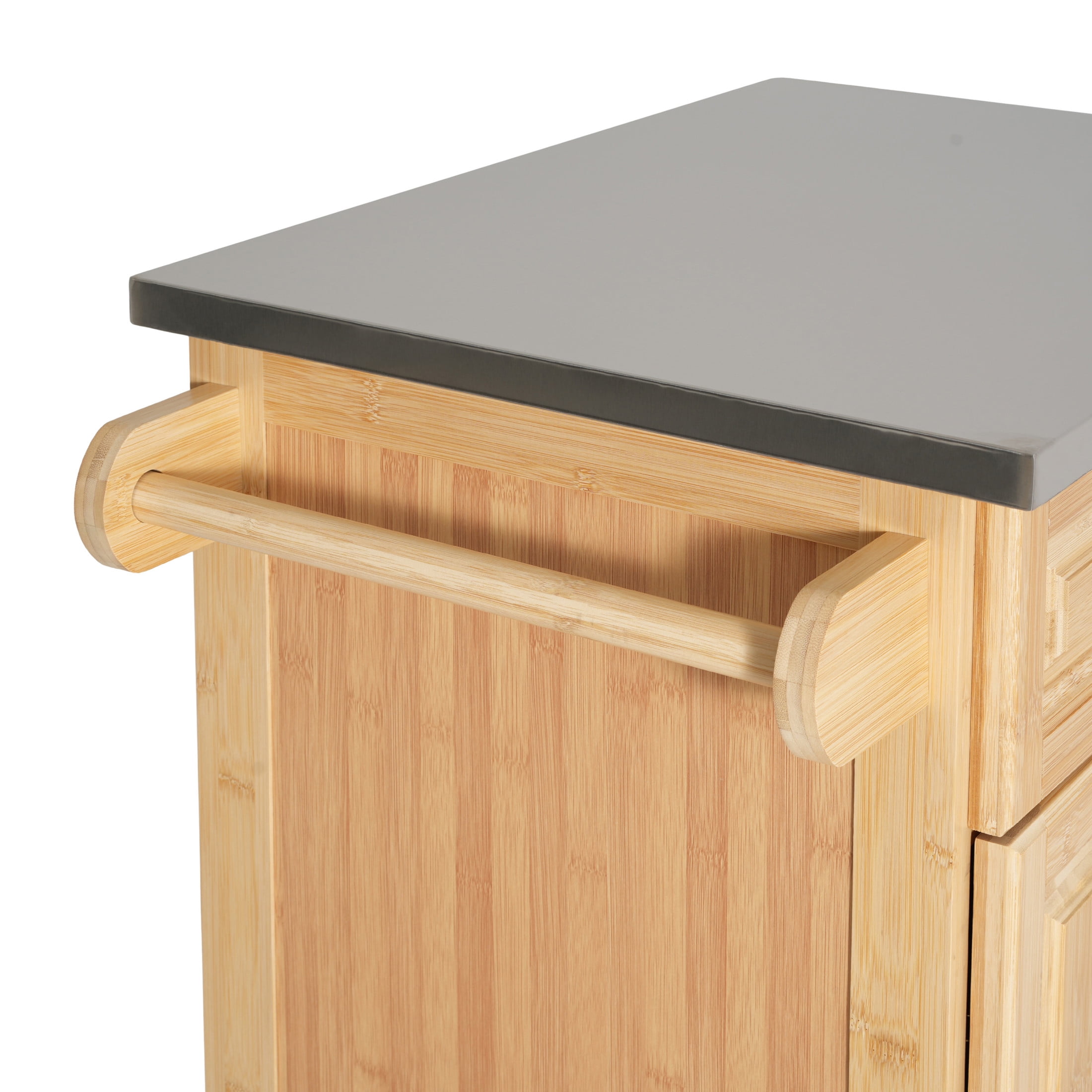 Christopher Knight Home Rolling Kitchen Cart with Stainless Steel Top, Drawer and Cabinet, Natural