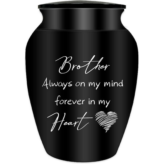 Small Urns for Ashes Mini Keepsake Urns Alloy Miniature Ash Holder Unique Tiny Sharing Token Black Decorative Urns Cremation Urn Memorial Container for Loved Ones Brother 2.6x1.8Inch