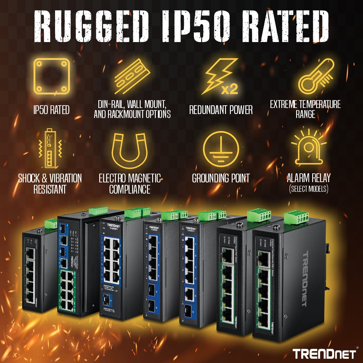 TRENDnet TI-G50 5-Port Industrial Gigabit Ethernet DIN-Rail Switch