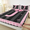 thumbnail image 3 of Manfei Monogrammed J Bed Sheets Set Queen Size,Ribbon Bowknot Bedding Sets Queen Size,Pink Black Bed Sheets Queen,Microfiber Room Decorative,4 Pieces, 3 of 7