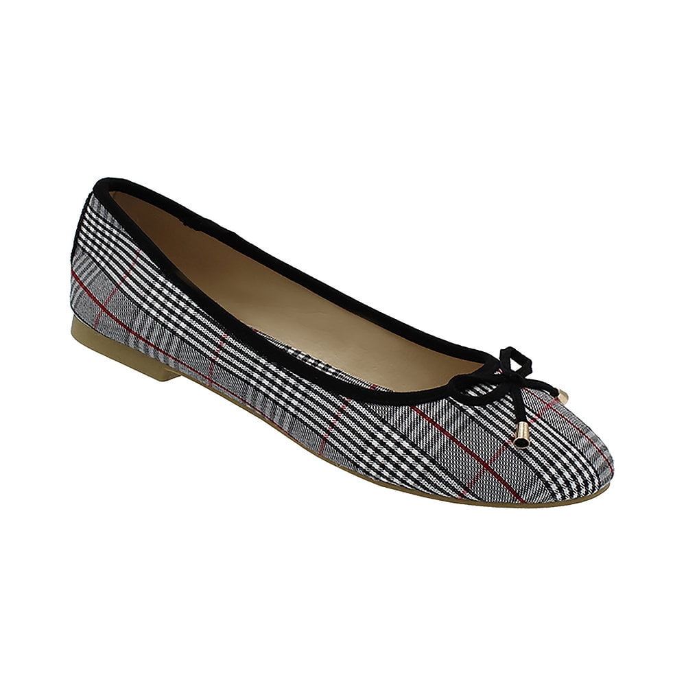 women's plaid flat shoes