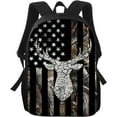 thumbnail image 2 of American Flag Deer Backpack USA Hun_ting Camo Deer Flag Bookbags for Teens , Large Elementary Junior High University Bag, Casual Travel Daypack Backpack, 17inch, 2 of 7
