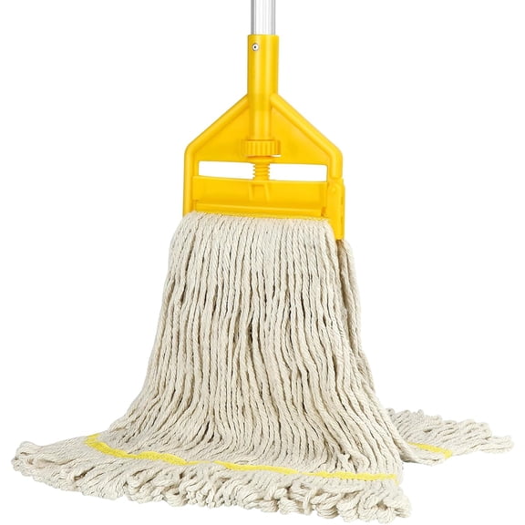 Commercial Mop Heavy Duty Industrial Cotton Mop with Long Handle,Looped-End String Wet Mops for Home,Garage,Office, Workshop, Warehouse Floor Cleaning