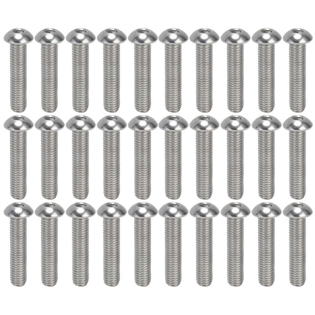 30Pcs Hex Socket Button Head Screw A2 Stainless Steel M10x1.5 Coarse Thread Set KitM10x45