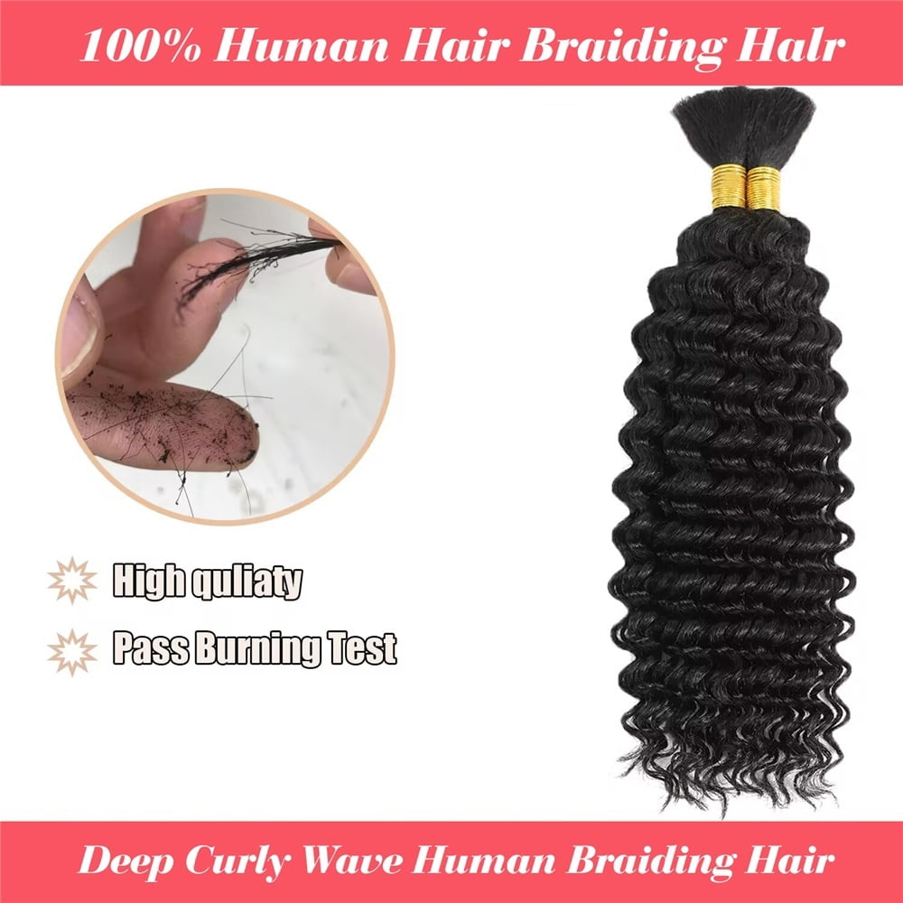 Human Braiding Hair 100g No Weft Deep Wave Bulk Human Hair Bundles for Boho Braids