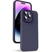 Liquid Silicone Case for iPhone 14 Pro, [True Liquid Silicone] [Anti Fingerprint] 4 Layer Phone Case Protective Cover, Full Coverage Around Camera & Built-in Microfiber, 6.1, Blue