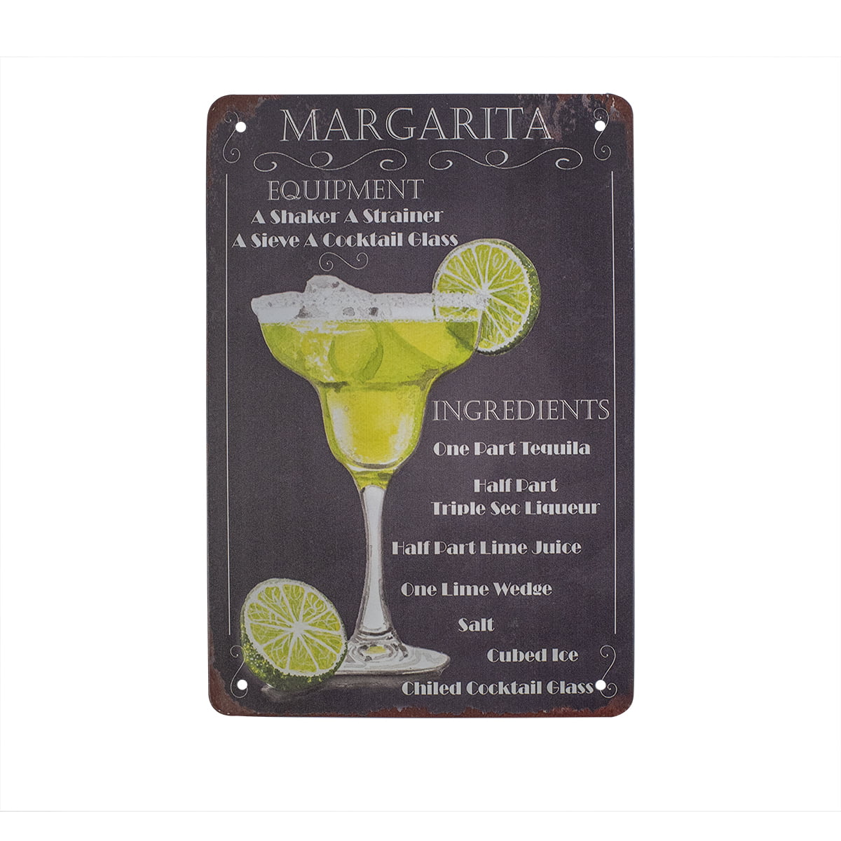 Vintage Art Wall Decor for Plaque Poster Cafe Kitchen Club Man Cave Home Decor for Pub Putuo Decor Margarita Cocktail Bar Sign 12x8 Inches Recipe Metal Sign Gift