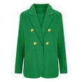 thumbnail image 5 of Blazers for Women Business Casual Long Sleeve Suit Jacket Fall Winter Open Front Double Breasted Classic Blazer Dark Green 2XL, 5 of 6