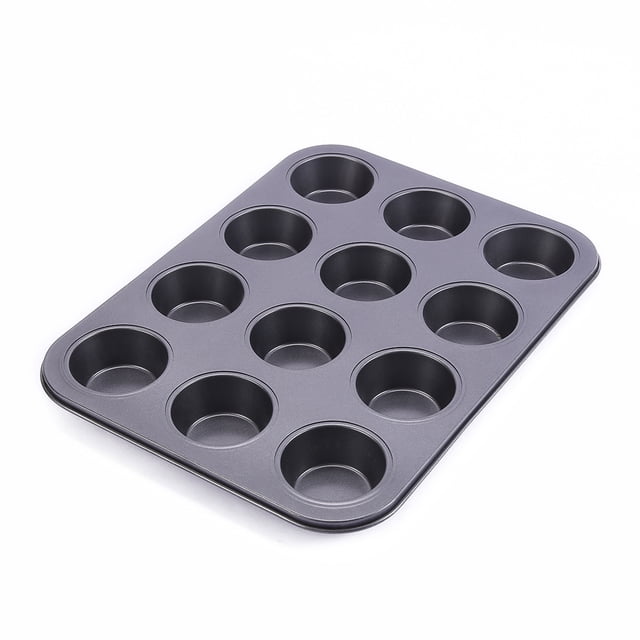 Molde de acero al carbono antiadherente espesado para pasteles, utensilios multifuncionales para hornear, bandeja para hornear de 6, 12 y 24 agujeros