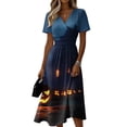 thumbnail image 2 of Halloween Dresses for Women Witch Hat Short Sleeve Spider Funny Wedding Guest Dress Bat V Neck Casual Wrap Dresses M, 2 of 5