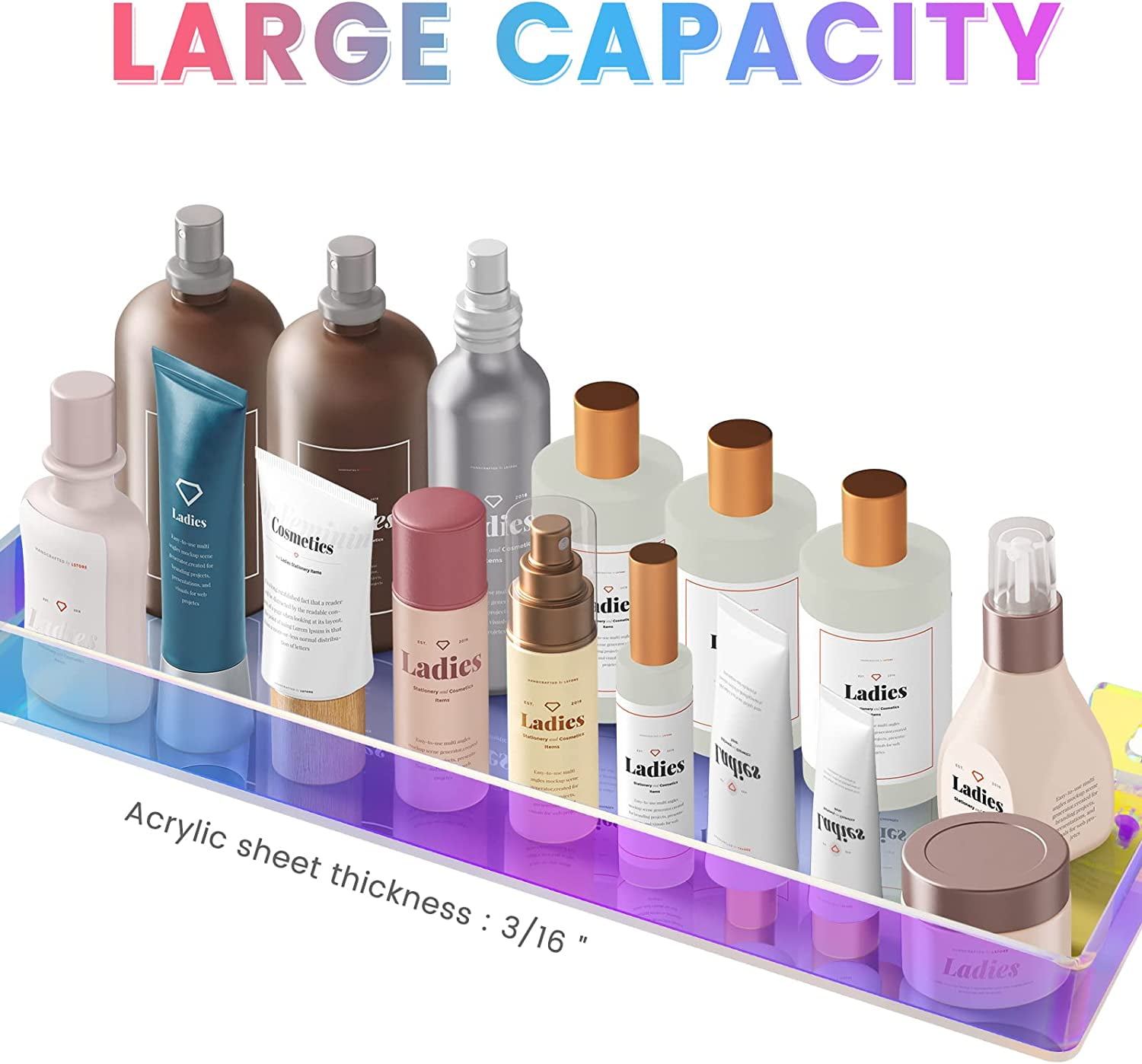 NiHome 5mm x 16.5" 3-Tier Iridescent Acrylic Floating Shelves (Set of 3)