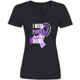 thumbnail image 3 of Inktastic I Wear Purple For My Aunt Lupus Awareness Women's V-Neck T-Shirt, 3 of 5