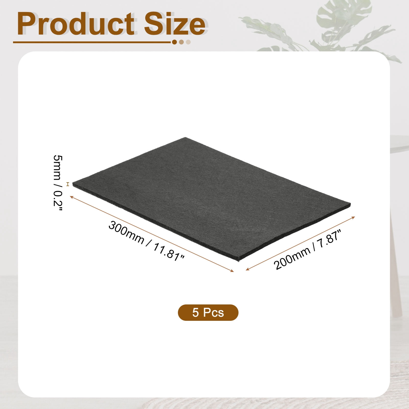 Felt Furniture Pads, 5Pack 11.81" x 7.87" Adhesive Backed Felt Non-slip Anti-scratch Chair Leg Protectors for Protecting Hardwood Floor, Black